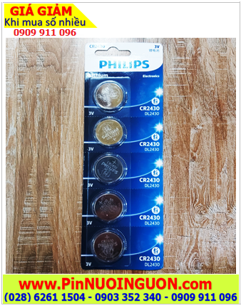 COMBO mua 01vỉ=5viên Pin 3v lithium Philips CR2430 chính hãng _Giá chỉ 125.000đ / vỉ 5viên